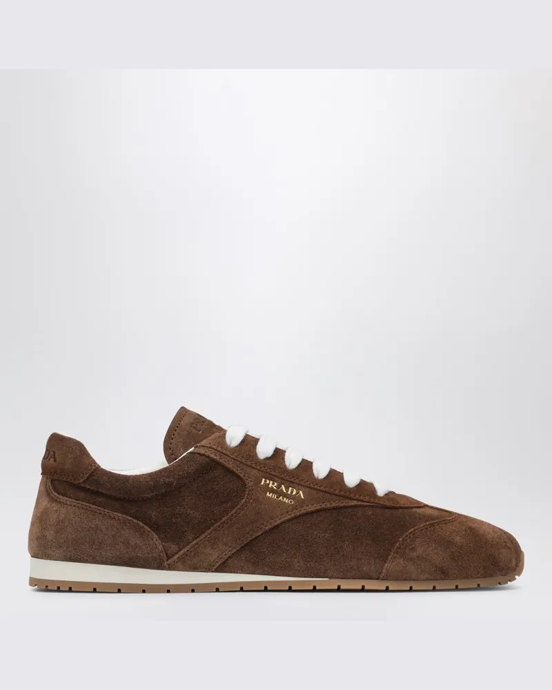 Prada Sneaker in Kakaofarbe aus Wildleder Braun
