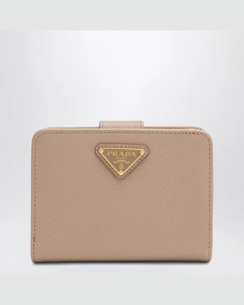 Prada Kleines Kontinentalportemonnaie aus Saffiano-Leder in Pulverform Pink