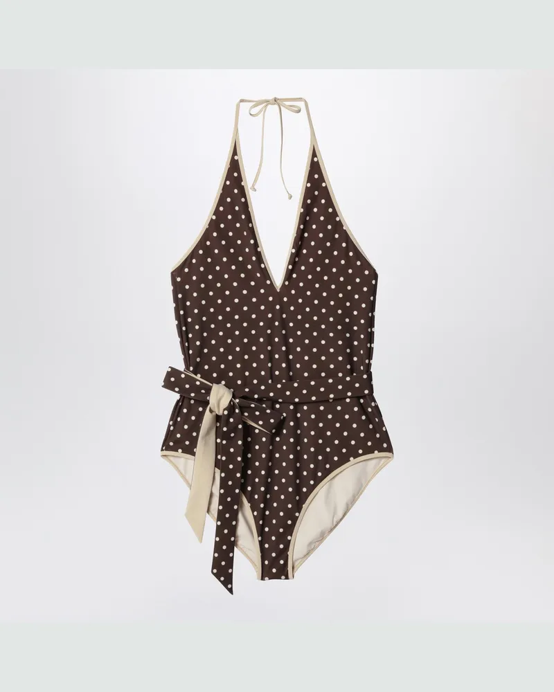 Valentino Garavani Brauner Badeanzug mit Plusdepois-Motiv Brown