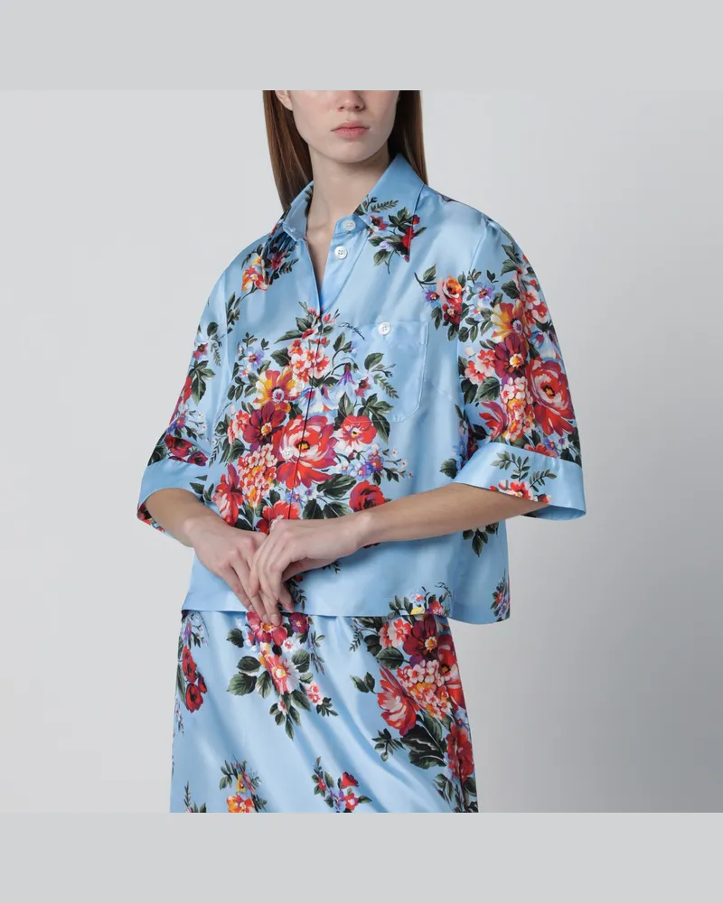 Dolce & Gabbana Hemd aus Seidentwill mit Blumenprint Light