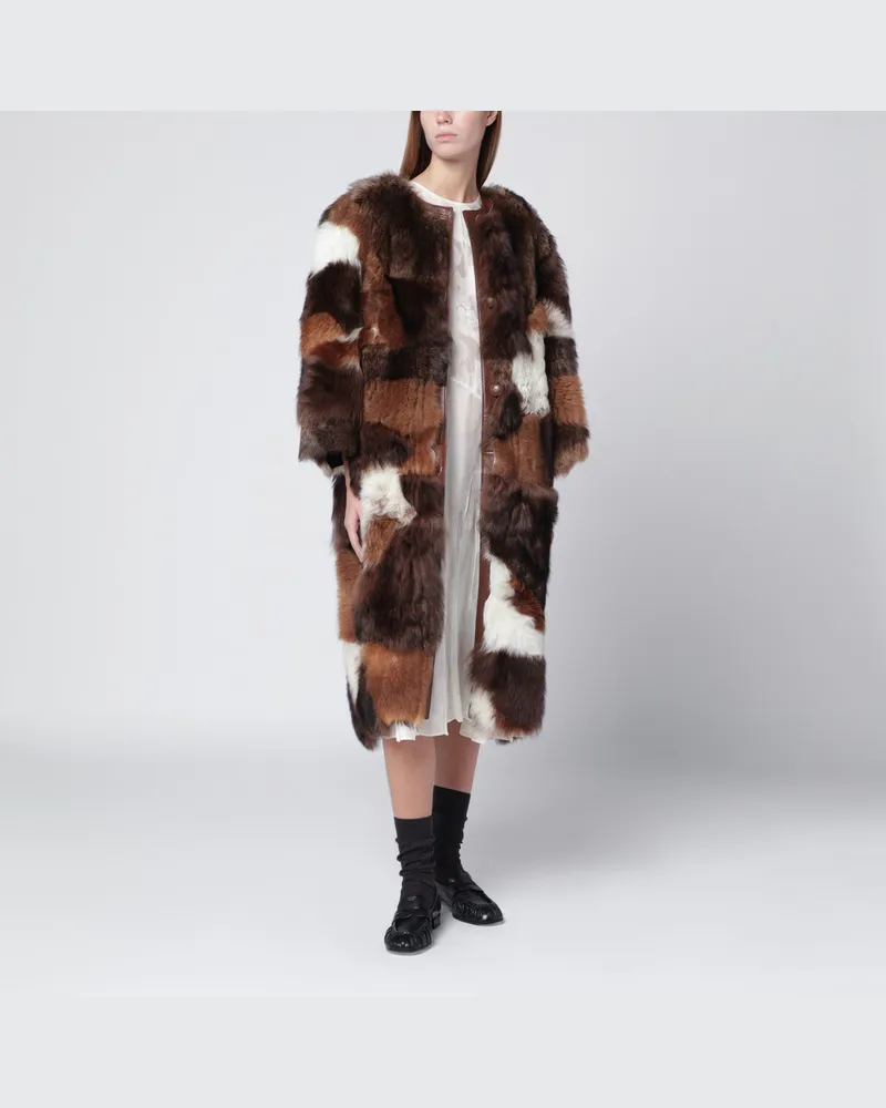 Prada Patchwork-Lammfellmantel Multicolor