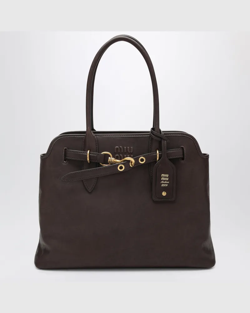 Miu Miu Aventure Tasche aus Nappaleder in Radica Brown