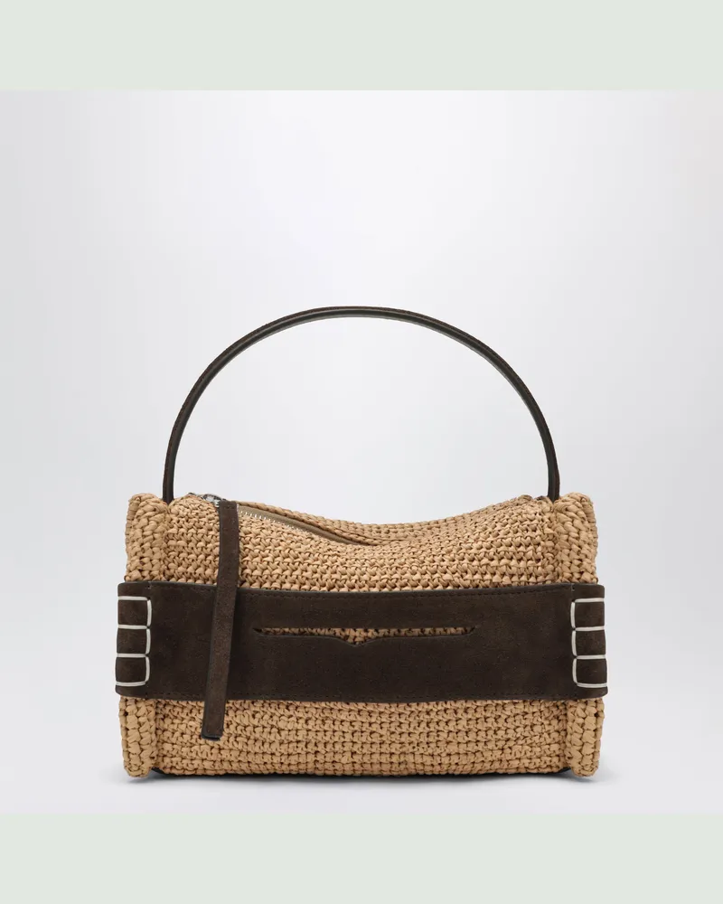 J.W.Anderson Kleine Loafer-Tasche aus Raffia in Naturbraun Beige