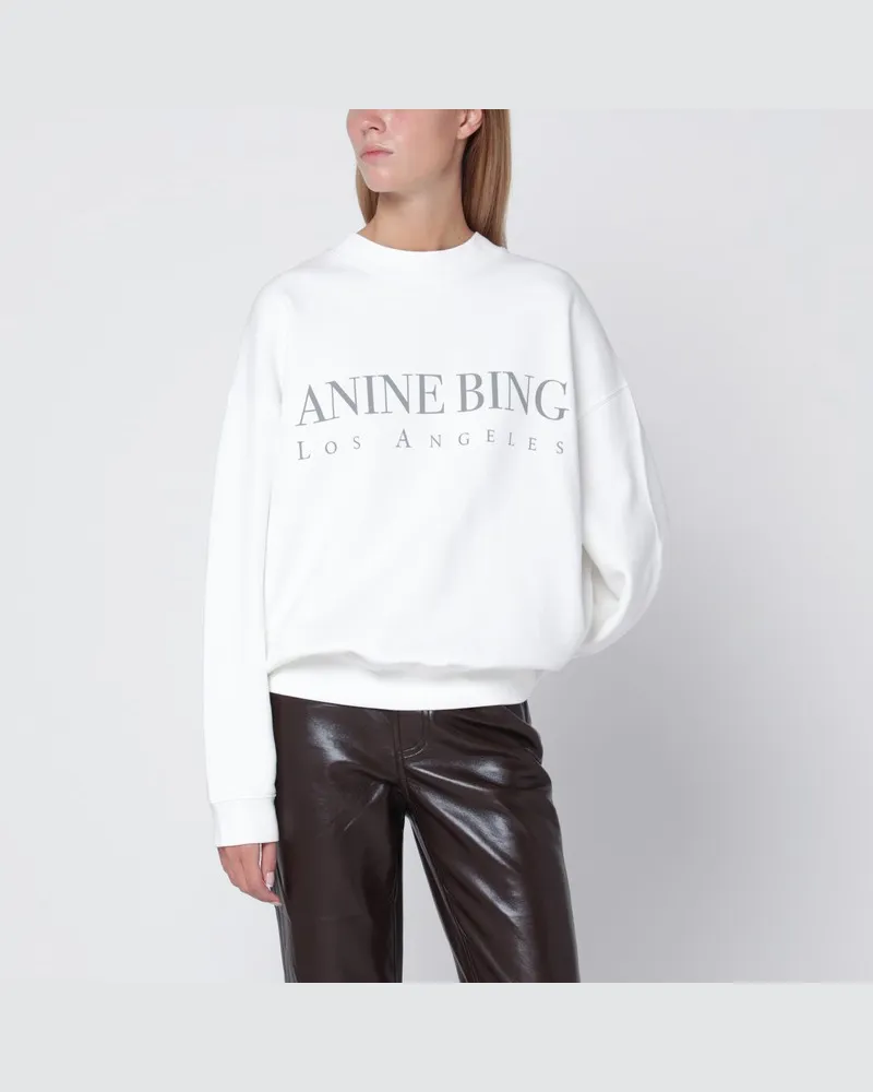 Anine Bing Elfenbeinfarbenes Sweatshirt mit Logo-Print Weiß
