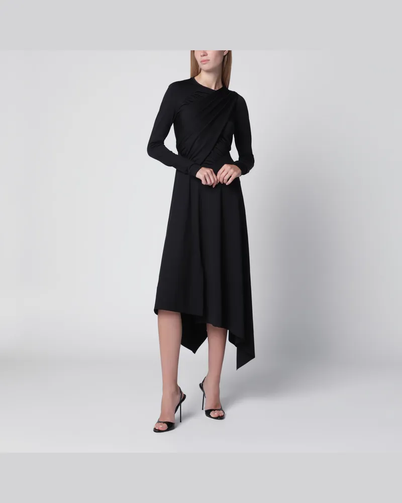 Victoria Beckham Asymmetrisches Kleid mit Drapierungen aus schwarzem Stretchstoff Black