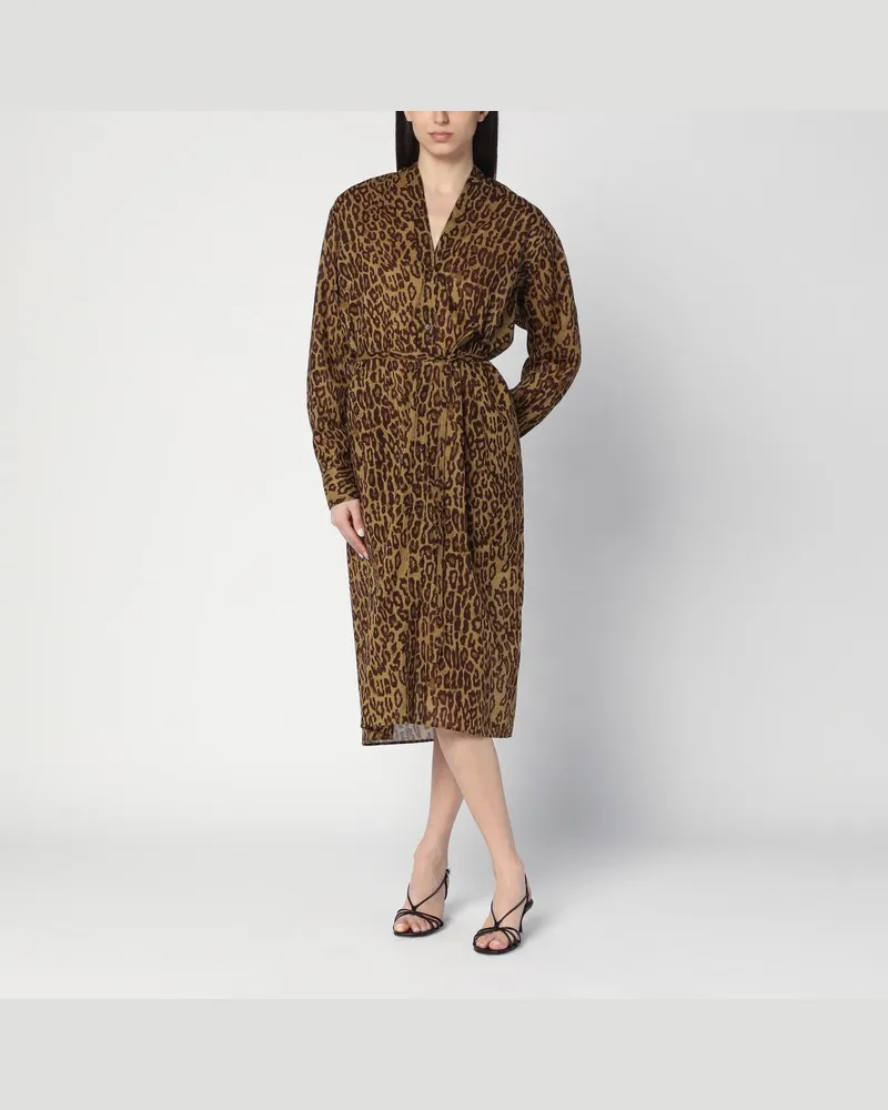 6397 Hemdblusenkleid mit Leopardenmuster aus Baumwollvoile Mehrfarbig