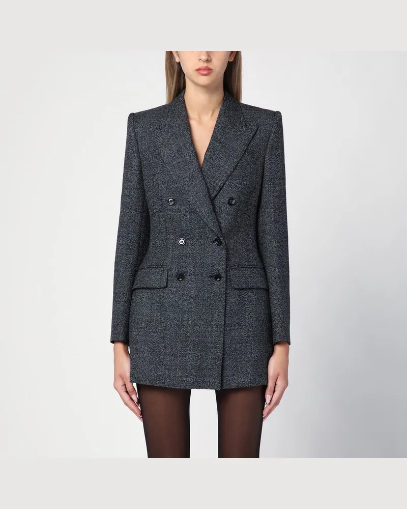 Dolce & Gabbana Zweireihige Jacke aus anthrazitgrauem Tweed Mehrfarbig