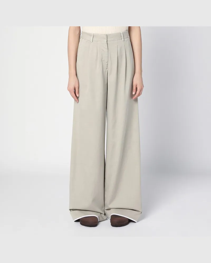 Palm Angels Beigefarbene weite Hose aus Baumwolle Beige
