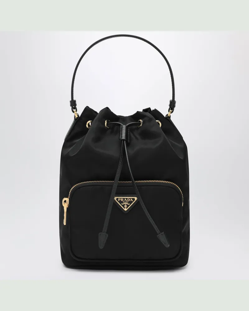 Prada Schwarze Bucket Bag  Duet aus Re-Nylon Black