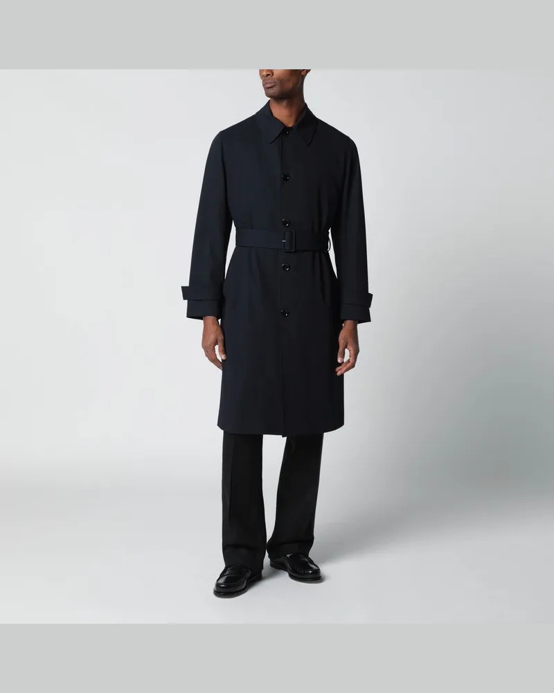 LARDINI Blauer einreihiger Trenchcoat aus Wolle Blue