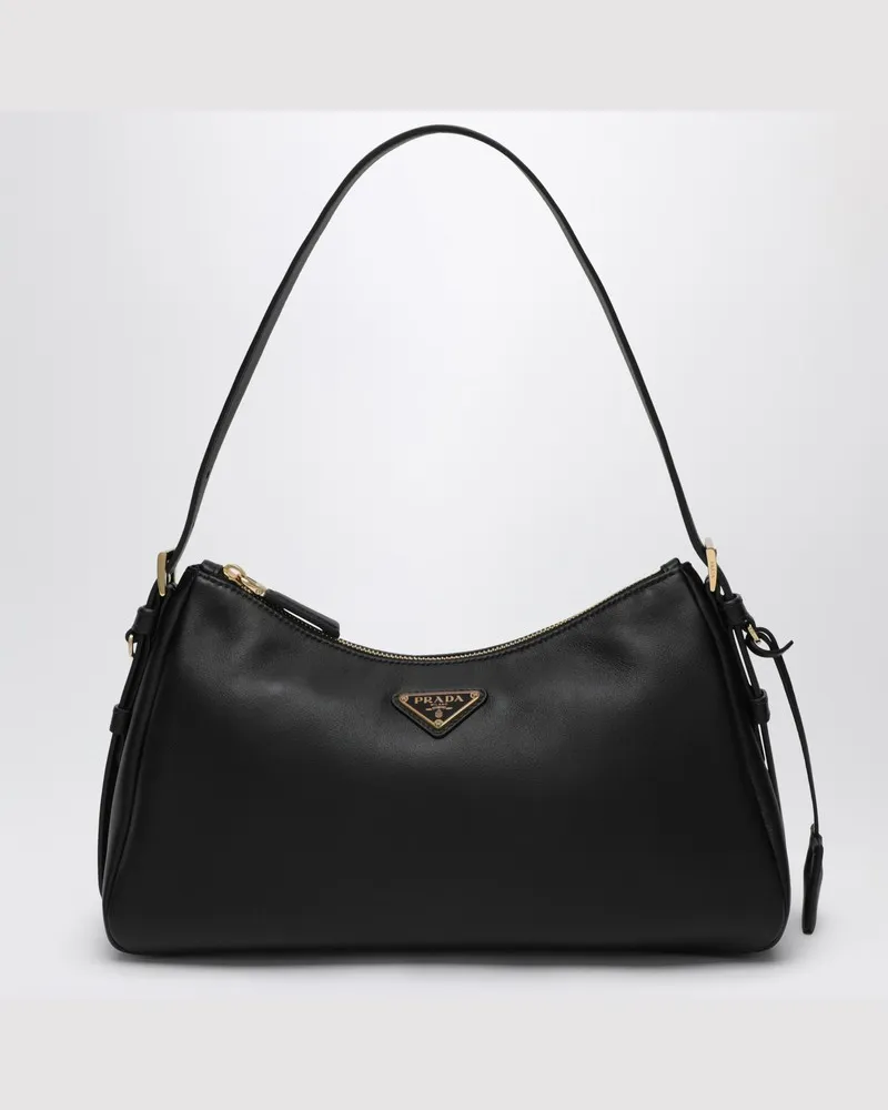 Prada Aimée mittelgroße schwarze Lederhandtasche Schwarz