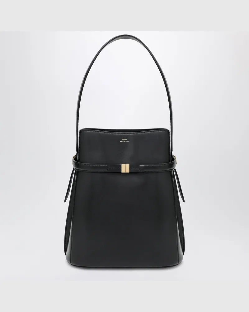 Totême Schwarze Bucket Bag aus Leder mit Riemen Black