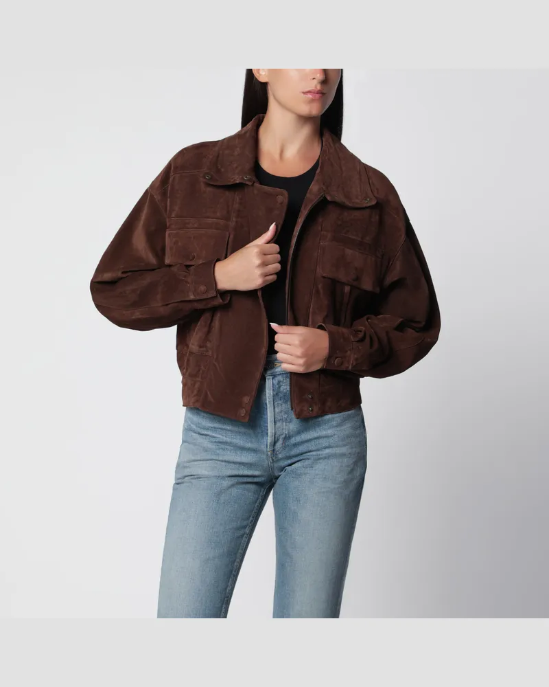 Saint Laurent Vintage-Wildlederjacke in Ebenholzbraun Brown