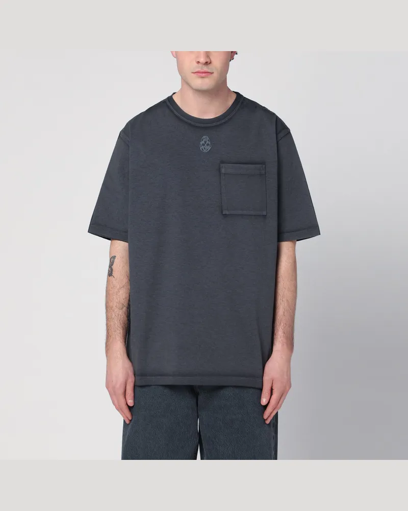 Alexander McQueen Schwarzes ausgewaschenes T-Shirt Skull Black