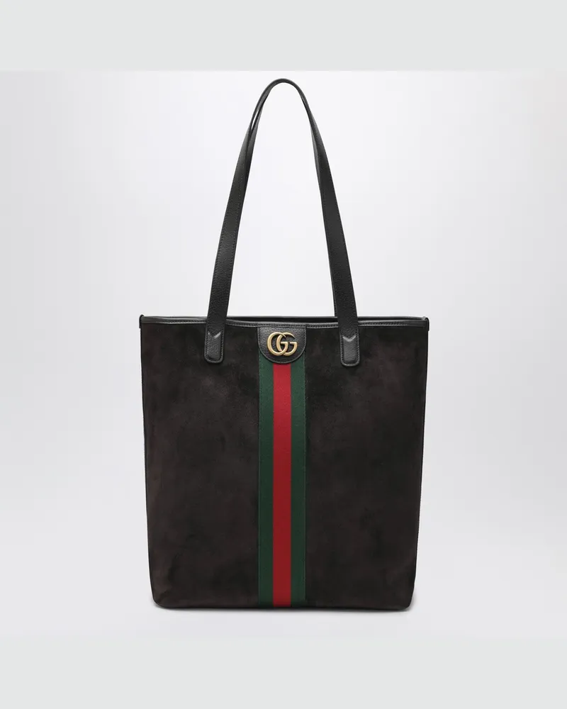 Gucci Mittelgroße Ophidia Shoppingtasche aus braunem Wildleder Brown