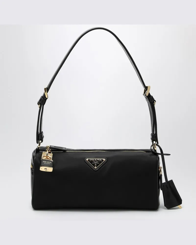 Prada Schwarze mittlere Tasche mit Vorhängeschloss Schwarz