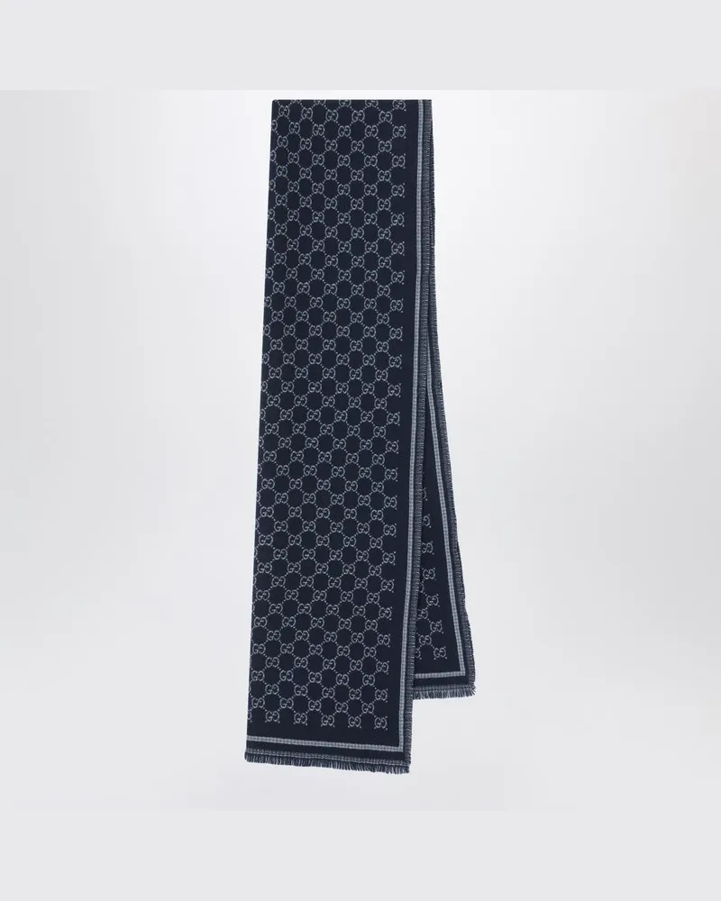Gucci Grau/blaue GG Wollschal Blau