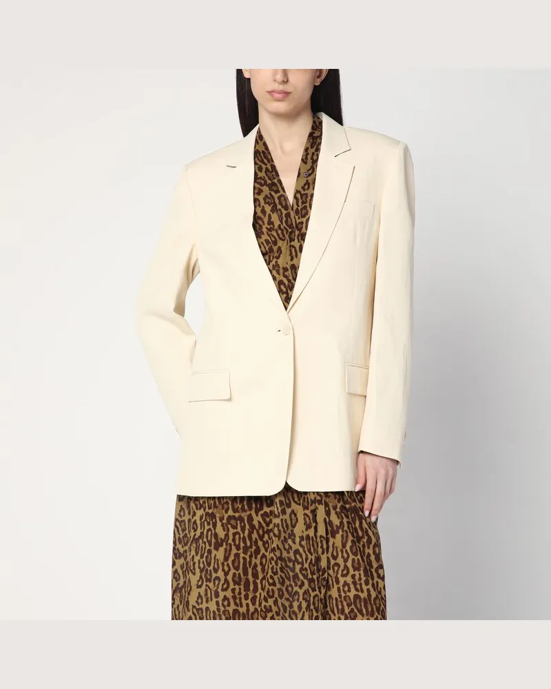 Stella McCartney Einreihige Jacke in Butterfarbe Weiß
