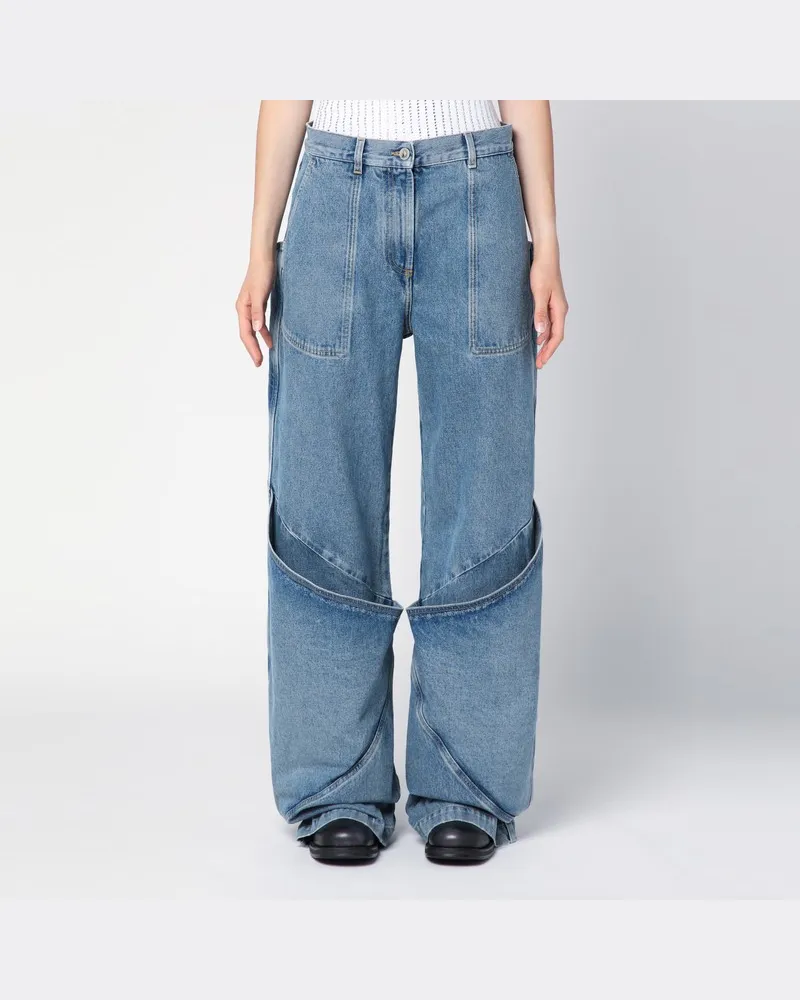 ATTICO Himmelblaue Baggy-Jeans mit großen Taschen Hellblau