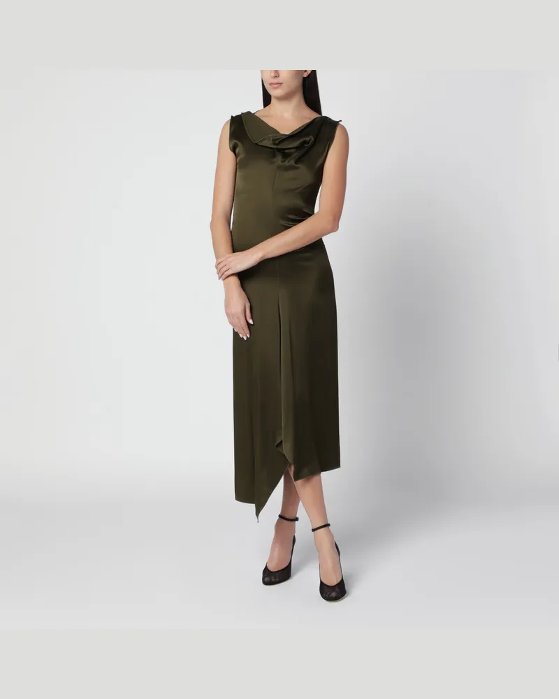 Victoria Beckham Green viscose satin midi dress Green