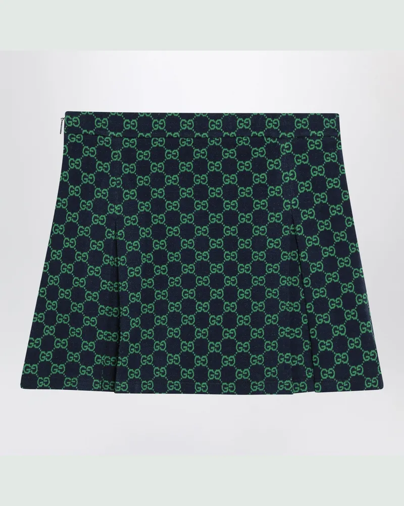 Gucci Minirock aus GG-Baumwollpiqué in Marineblau/Grün Black