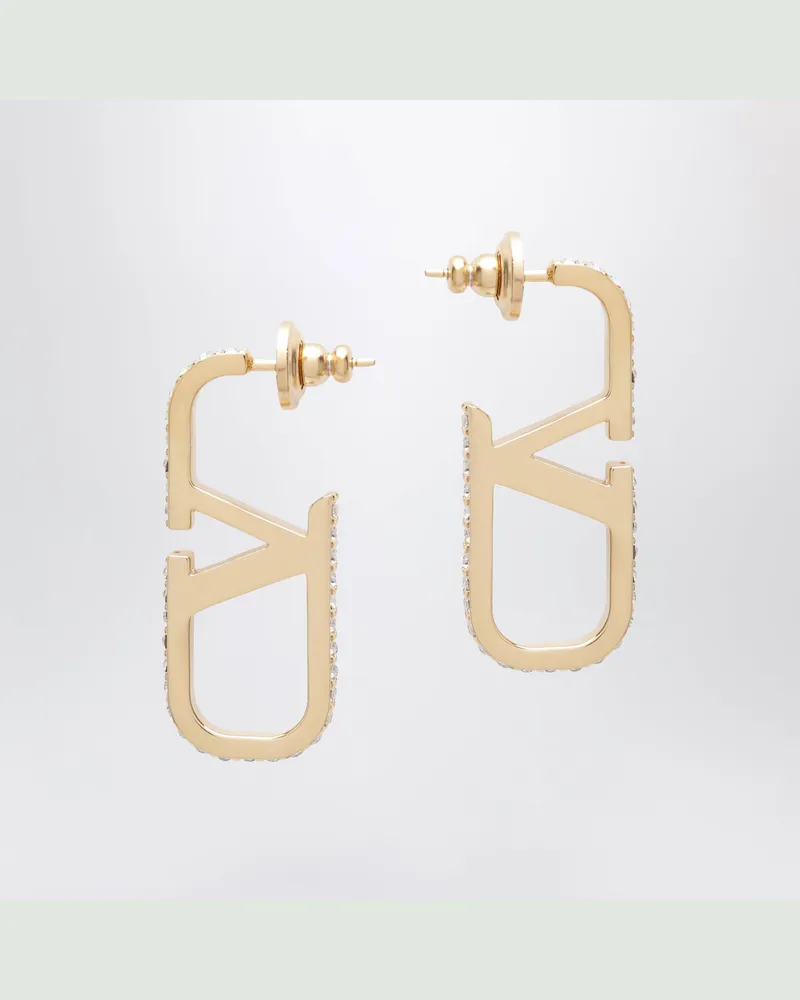 Valentino Garavani Goldfarbene VLogo Signature Ohrringe mit Swarovski-Kristallen Metal