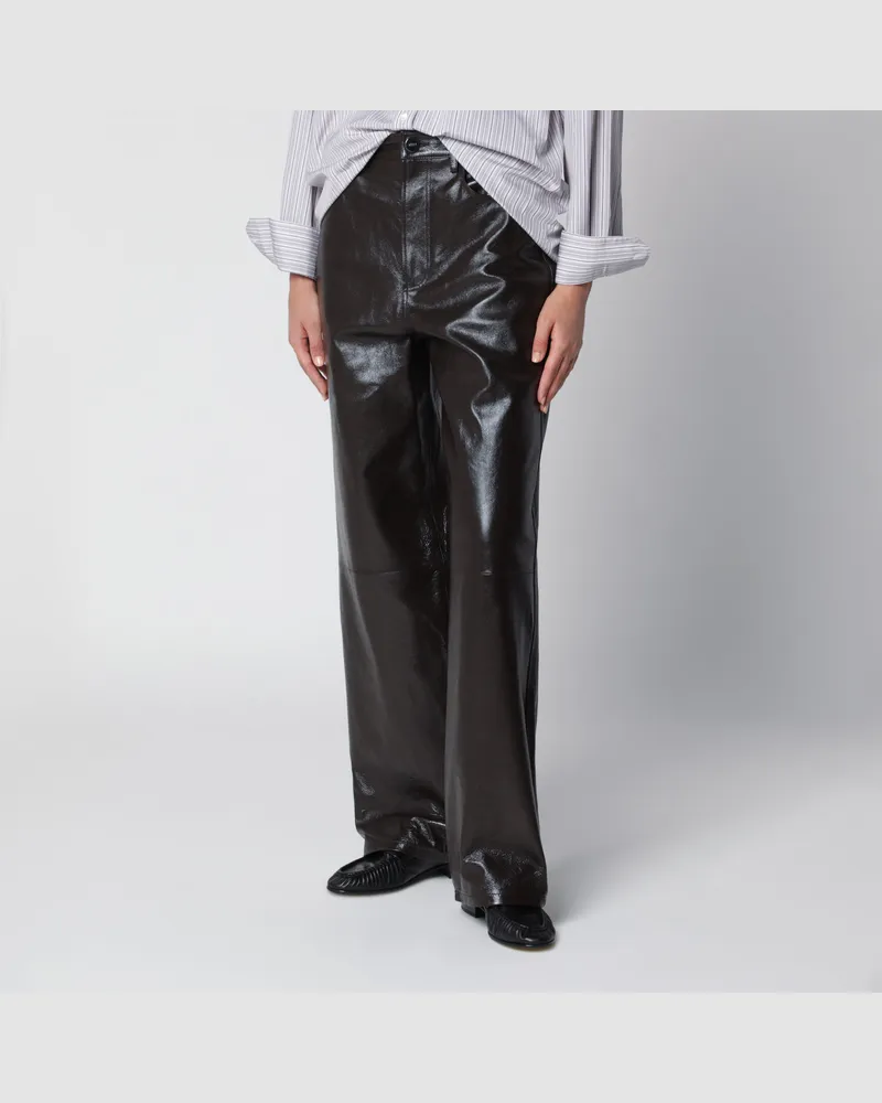 Róhe Weite Hose aus braunem Leder Brown