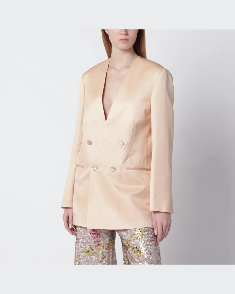 Alberta Ferretti Beige doppelreihige Jacke aus Seidenorganza Beige