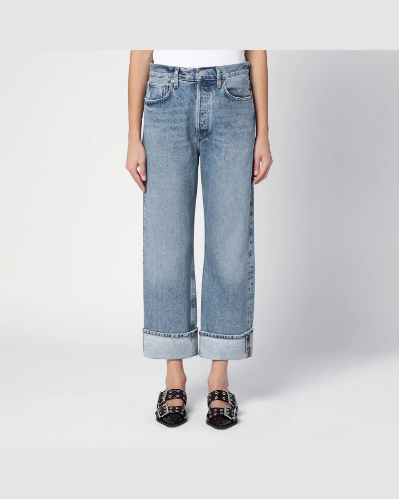 AGOLDE Hellblaue Jeans Fran aus ökologischem Denim mit Umschlag 