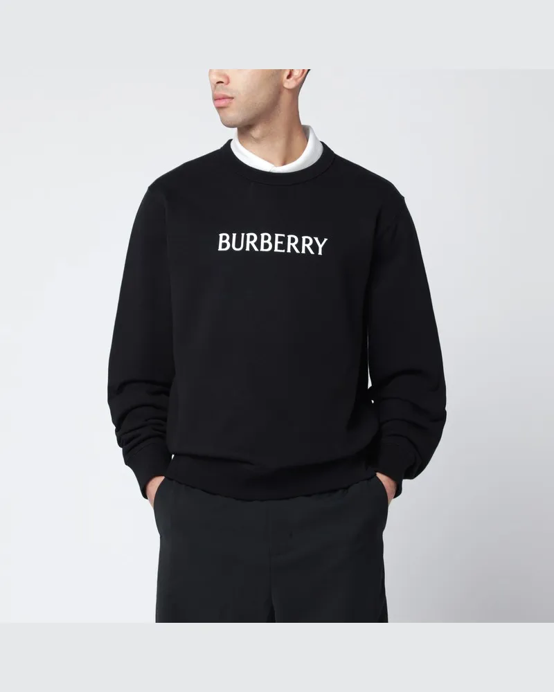 Burberry Schwarzes Slim-Sweatshirt aus Baumwollfrottee Schwarz