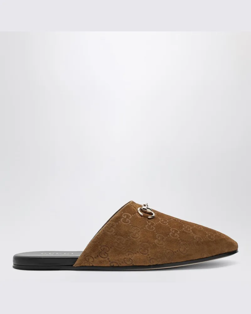 Gucci Braune Herren-Sabot mit Schnalle Braun