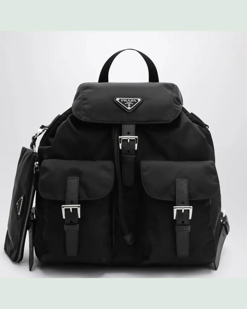 Prada Rucksack aus Re-Nylon und Saffiano-Leder mit schwarzer Pouch Black