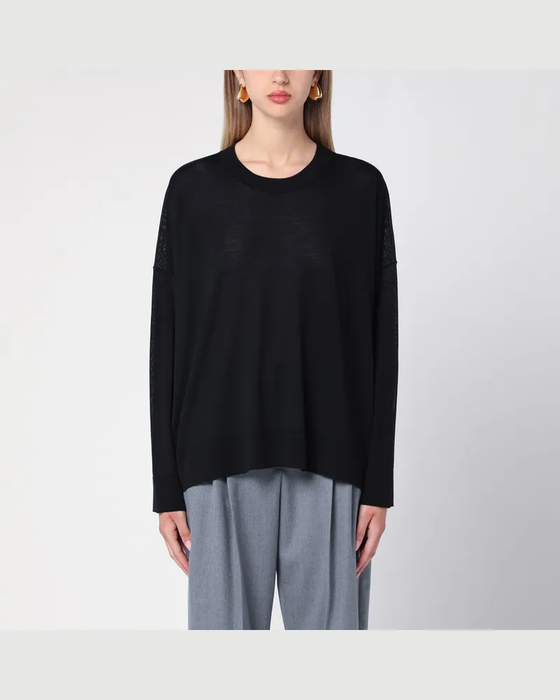 Roberto Collina Schwarzer Wollpullover mit Rundhalsausschnitt Schwarz