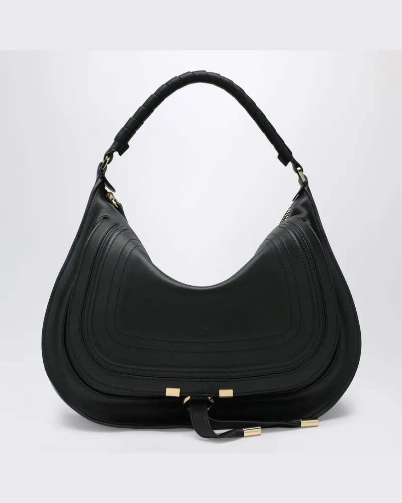 Chloé Schwarze Marcie Schultertasche aus Leder Blue