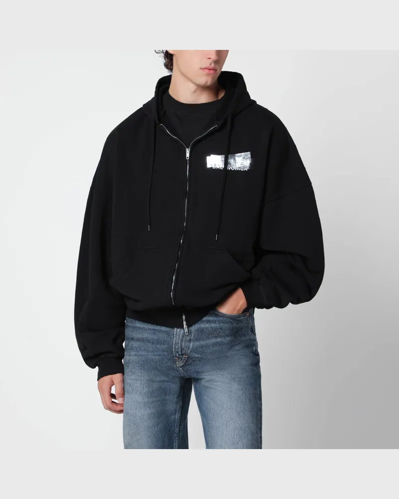 Balenciaga Schwarzes Sweatshirt aus Baumwolle mit Reißverschluss Black