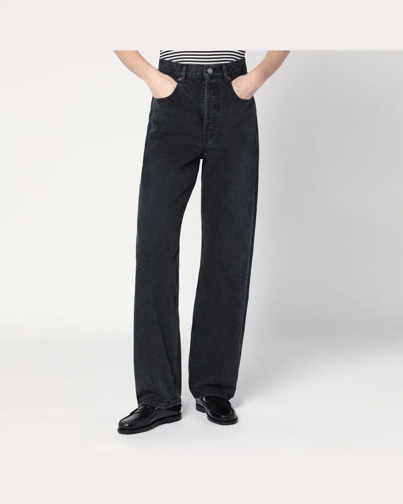 Saint Laurent Schwarze Carrot-Fit-Jeans mit Wascheffekt Black