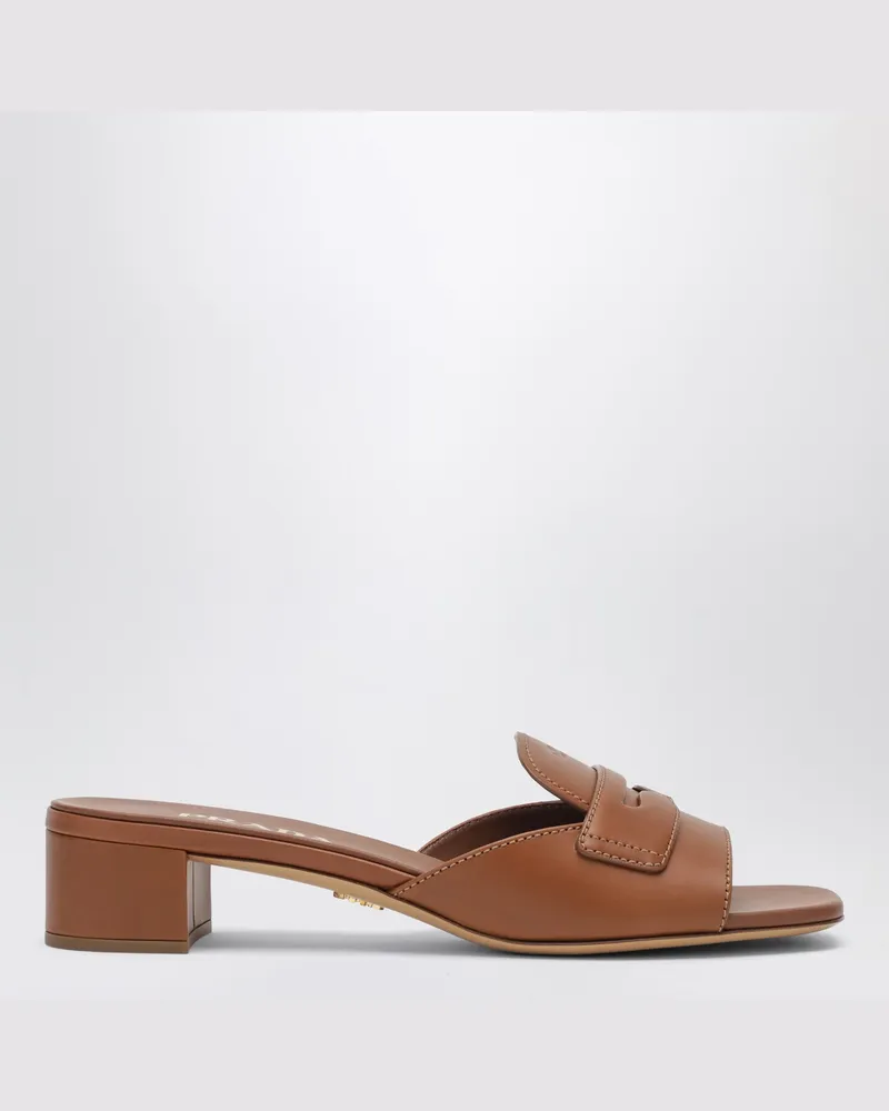 Prada Hellbraune Sandalen aus Leder Brown