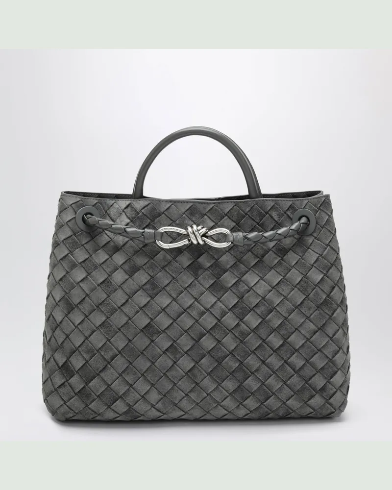 Bottega Veneta Andiamo Tasche aus grauem Veloursleder Grey