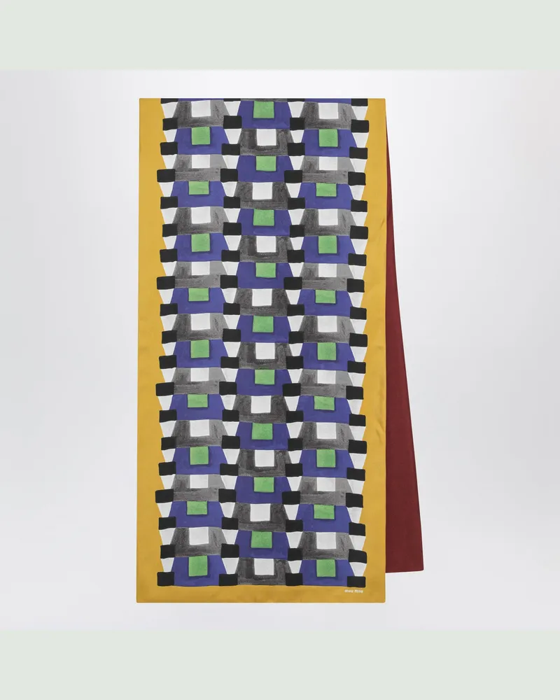 Miu Miu Bedrucktes Seidentwill-Tuch indigo/senf Multicolor