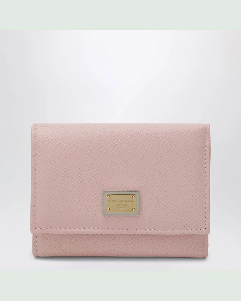 Dolce & Gabbana French-Flap-Geldbörse in Rosé aus Dauphine-Leder Pink