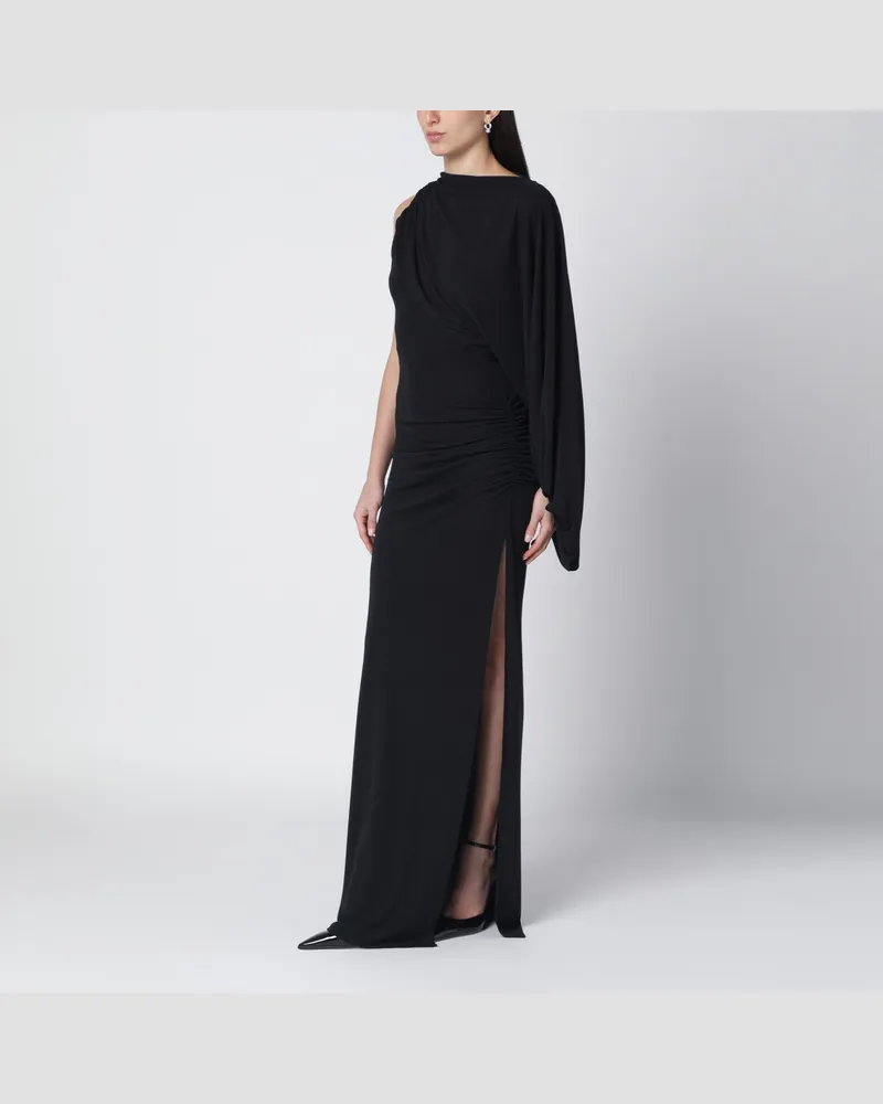 ANDAMANE Schwarzes Selene One-Shoulder-Langkleid Black