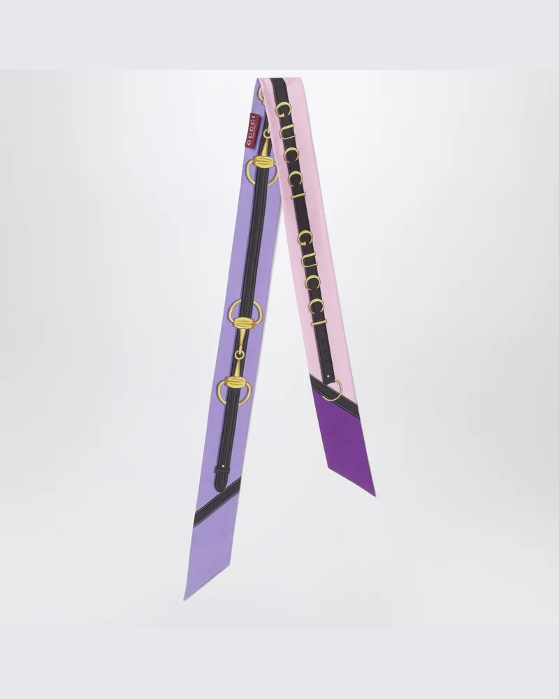 Gucci Violettes/rosa Seidentwill-Band mit Logo-Print Violett