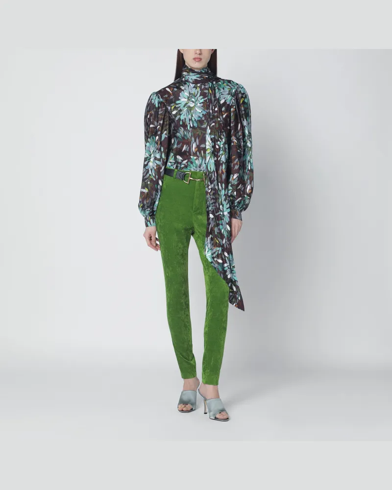 Gucci Bedruckte Seidentwill-Bluse Green