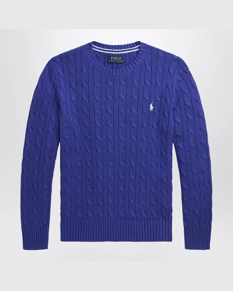 Ralph Lauren Helles blaues Rundhals-Pullover mit Zöpfen Blue