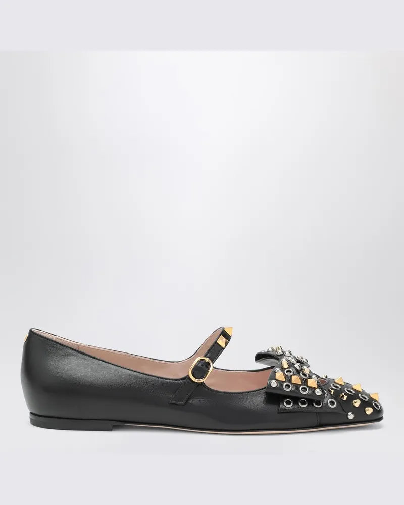 Valentino Garavani Ballerina Mary-Jane Bowow mit Nieten Schwarz