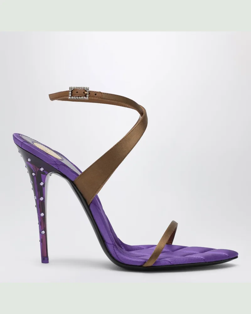 Saint Laurent Cognacfarbene Ivresse-Sandalen aus Crêpe-Satin Brown