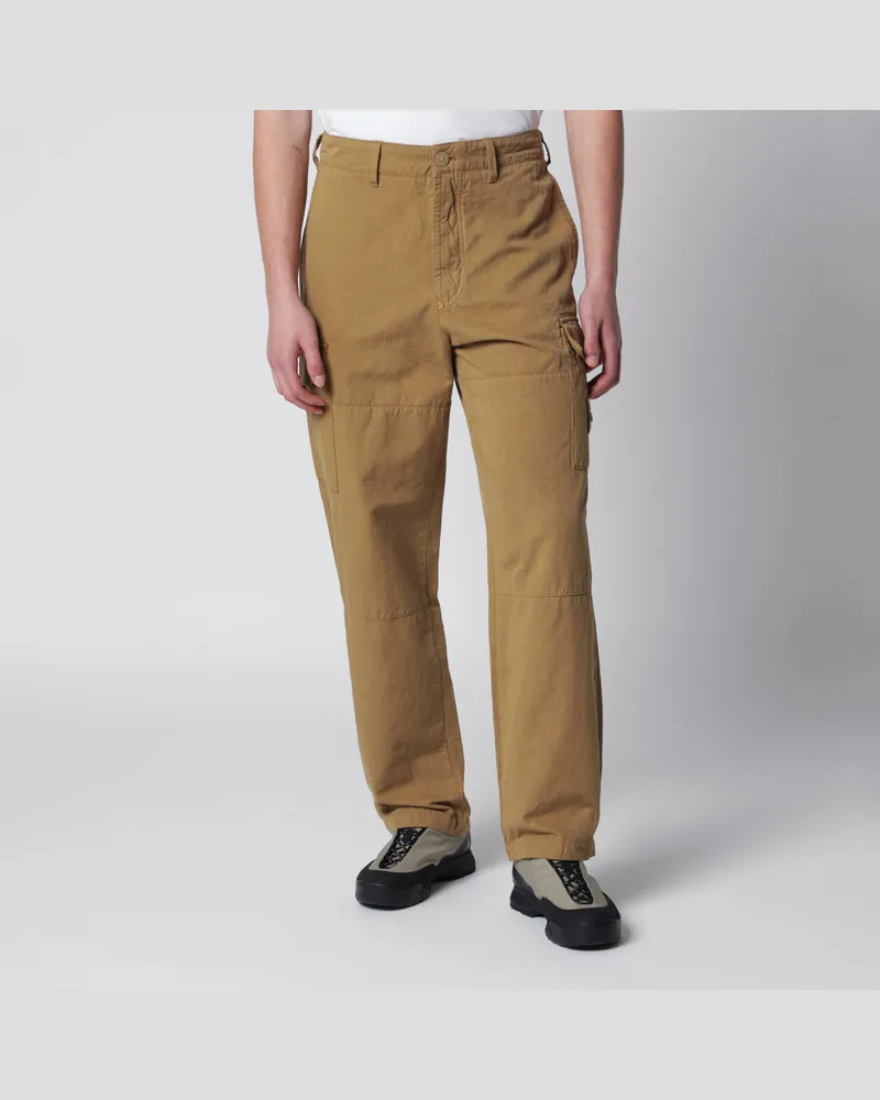 Stone Island Cargohose aus beigem Baumwoll-Leinen-Stoff Beige