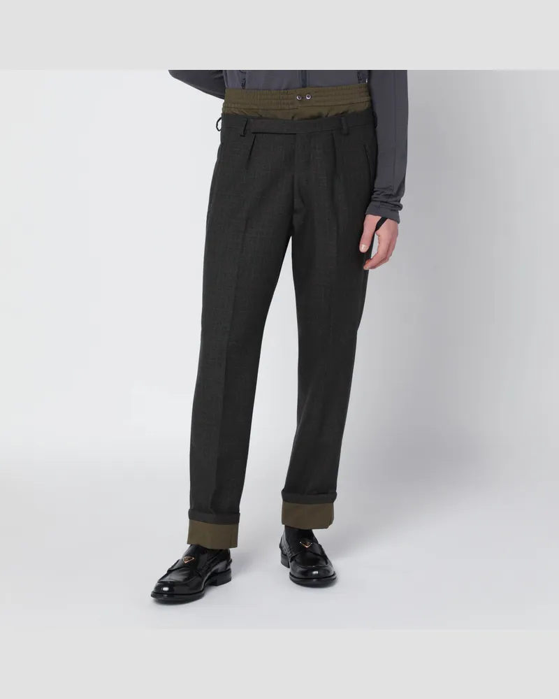 Prada Waldgrüne Hose mit doppeltem Bund 