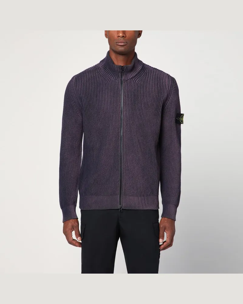 Stone Island Baumwoll-Cardigan mit Reißverschluss in Amaranthfarbe Schwarz