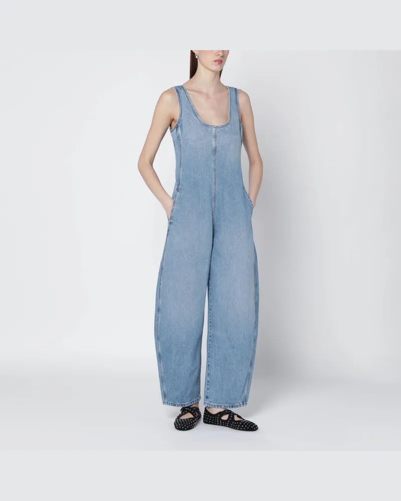 Alaïa Abgerundeter Jumpsuit aus blauem, ausgewaschenem Denim 